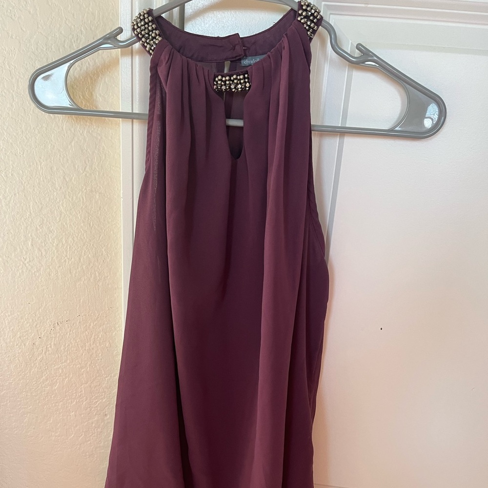 Women’s Royal Purple Chiffon Formal Halter Sleeveless Top